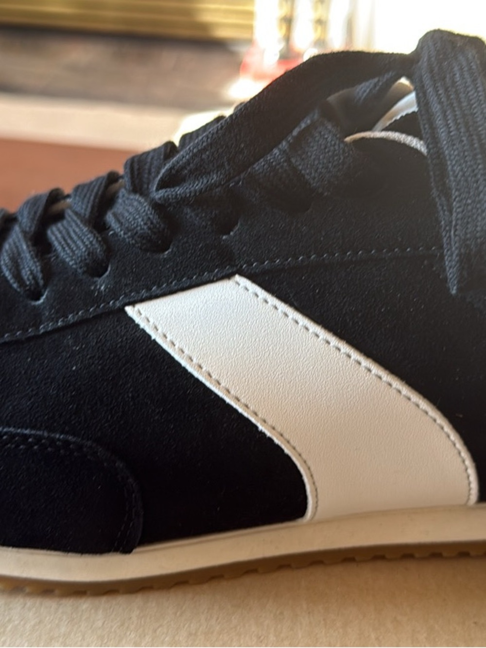 Aldo Black Suede Athletic Sneaker with White Side Stripe